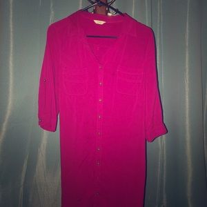 Dark pink button up dress